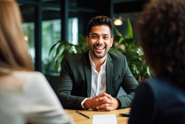 Un consultant en recrutement discute avec deux personnes